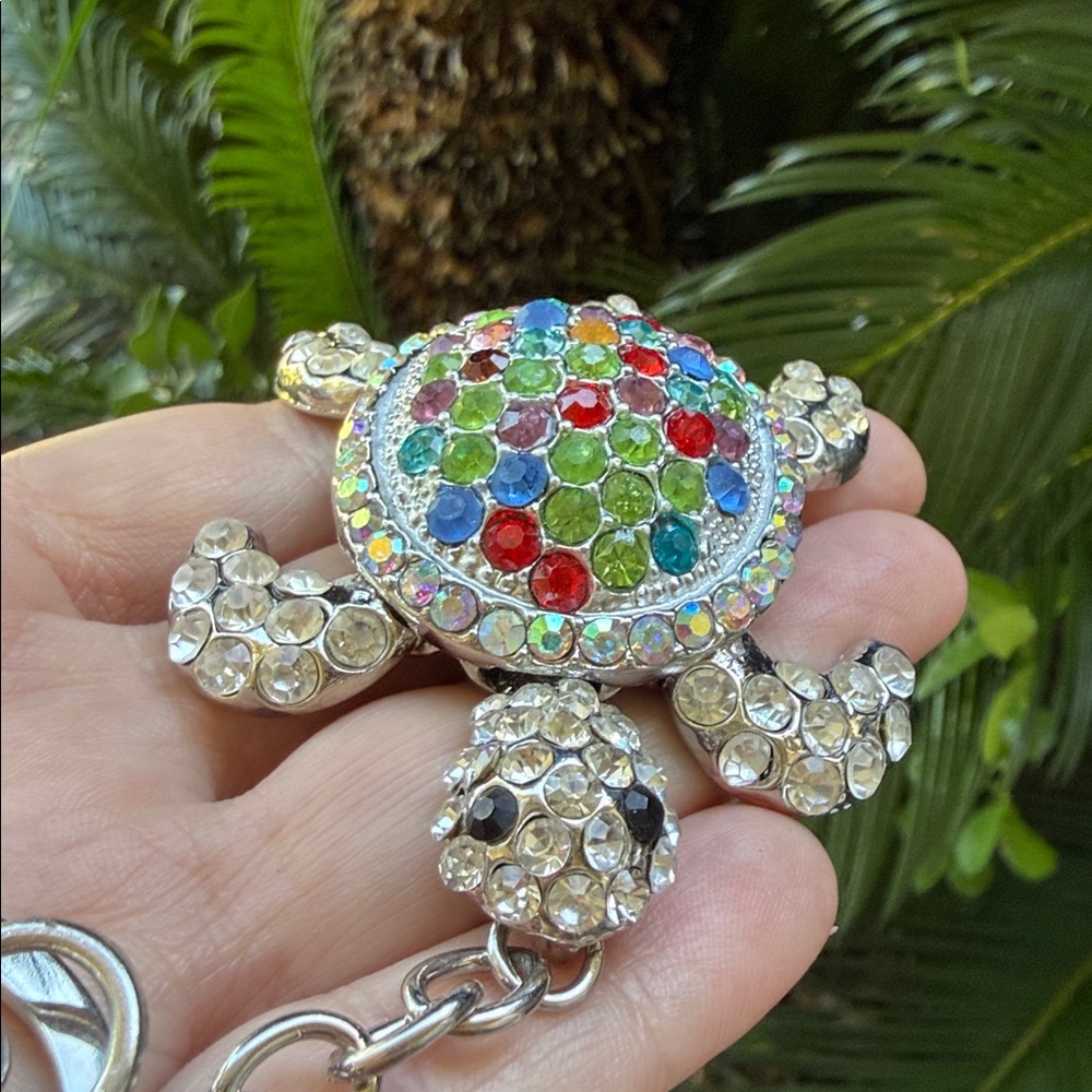 Colorful Turtle Keychain with Rhinestones - Picture 12 of 16